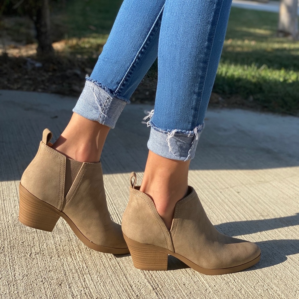 Taupe Ankle Slip On Booties - Picture 3 of 4